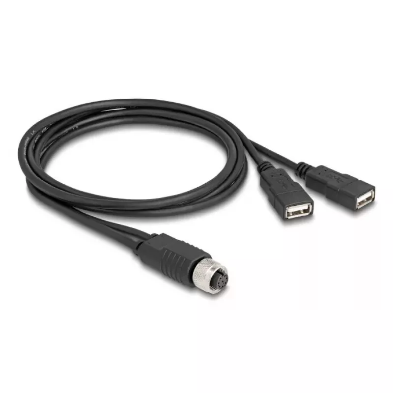 DeLOCK jutiklio / pavaros kabelis 1 m M12 2 x USB Type-A juodas 60290