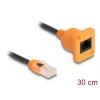 Tinklo kabelis DELOCK 90803 Cat5e U/UTP RJ-45 į RJ-45 juoda / oranžinė 0,3 m