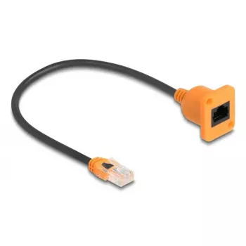 Tinklo kabelis DELOCK 90803 Cat5e U/UTP RJ-45 į RJ-45 juoda / oranžinė 0,3 m