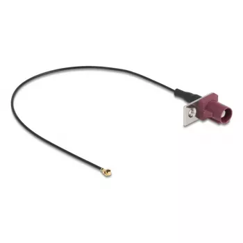 Koaksialinis kabelis DELOCK 90730 — FAKRA D į I-PEX MHF1, 0,2 m, Ø1,13 mm, juoda/bordo
