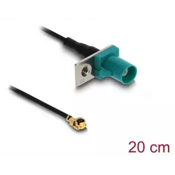 Koaksialinis laidas DELOCK 90734, FAKRA Z į I-PEX MHF1, 0,2 m, 1,13 mm, juoda/mėlyna