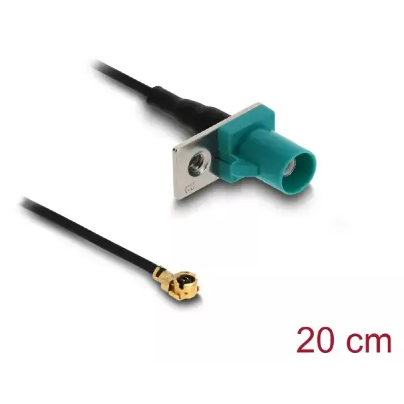 Koaksialinis laidas DELOCK 90734, FAKRA Z į I-PEX MHF1, 0,2 m, 1,13 mm, juoda/mėlyna
