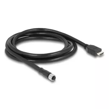 DELOCK M12 A‑koduotas 17‑kaiščių (moteriška) į HDMI (vyriškas) laidas 2 m