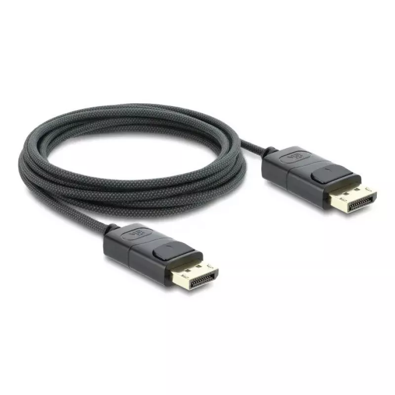 DELOCK koaksialus DisplayPort laidas 8K 60 Hz, DisplayPort–DisplayPort, 1 m, juodas, pintas apvalkalas