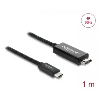 DELOCK bendraašis USB-C į HDMI laidas (DP Alt Mode) 4K 60 Hz, USB-C į HDMI, 1 m, juodas