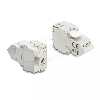 Keystone modulis DELOCK 90938 — RJ-45 Cat.6A ekranuotas plokščias keystone, baltas