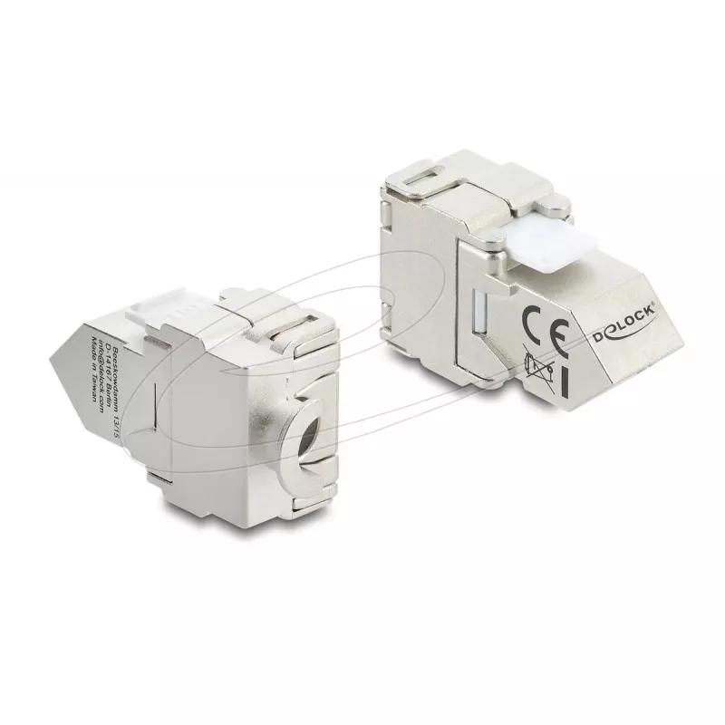 Keystone modulis DELOCK 90938 — RJ-45 Cat.6A ekranuotas plokščias keystone, baltas