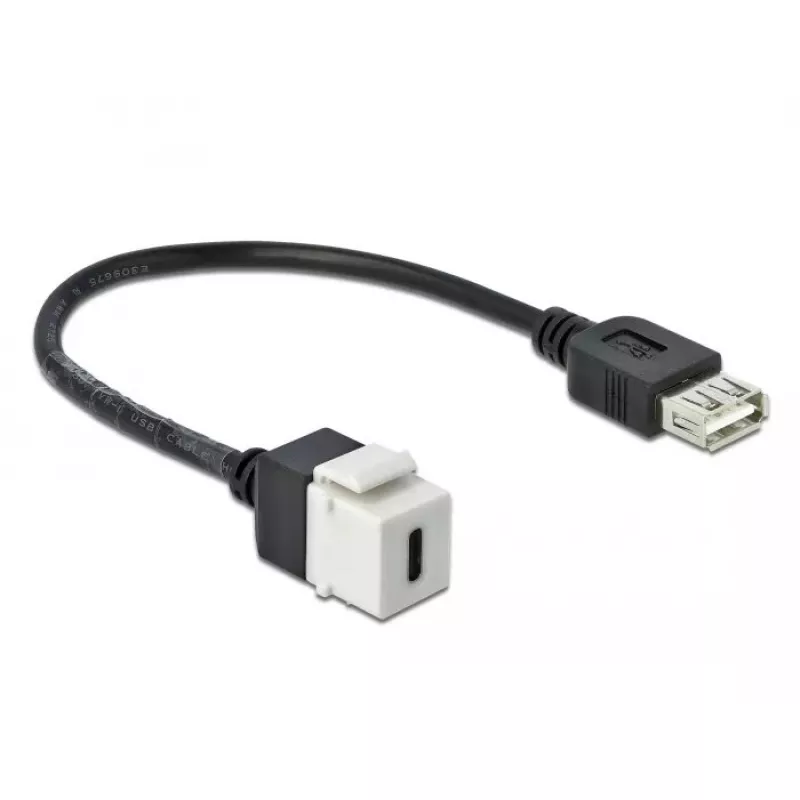 Keystone modulis DeLOCK 86391 USB C plokščias juoda balta