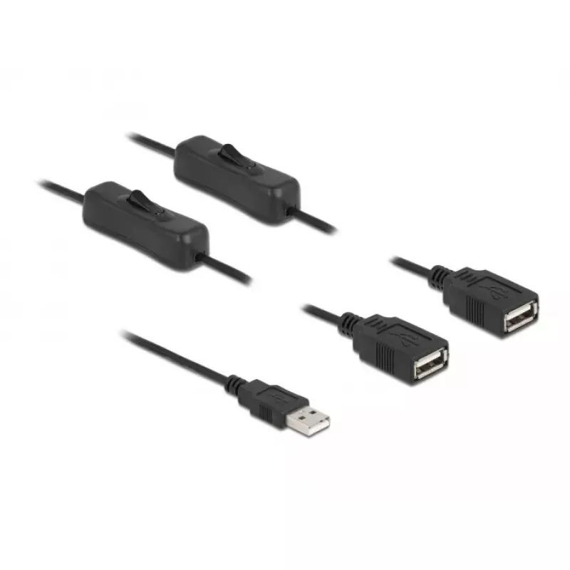 USB Type-A patinas į 2 x USB Type-A patelė su jungikliu DeLOCK 86803