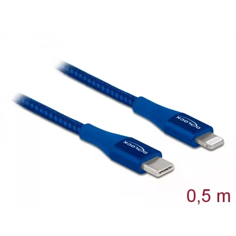 Duomenų ir įkrovimo laidas DeLOCK USB Type-C į Lightning 0,5 m MFi
