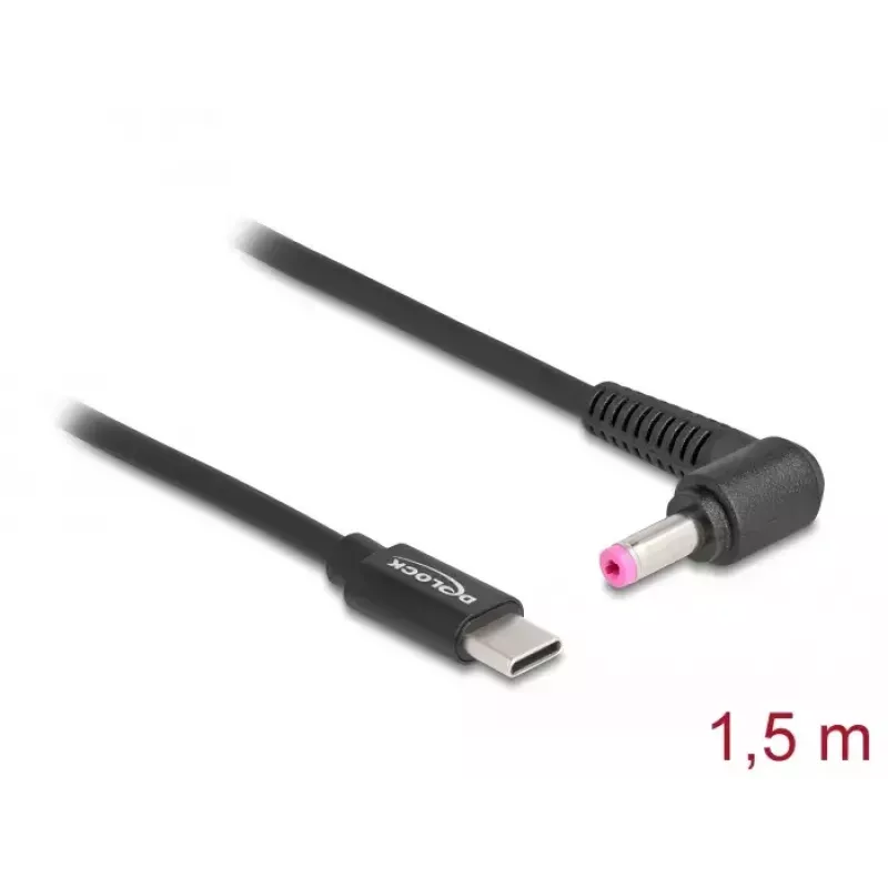 DeLOCK nešiojamojo kompiuterio įkrovimo laidas USB Type-C kištukas – HP 4,8 x 1,7 mm kištukas 1,5 m 20 V