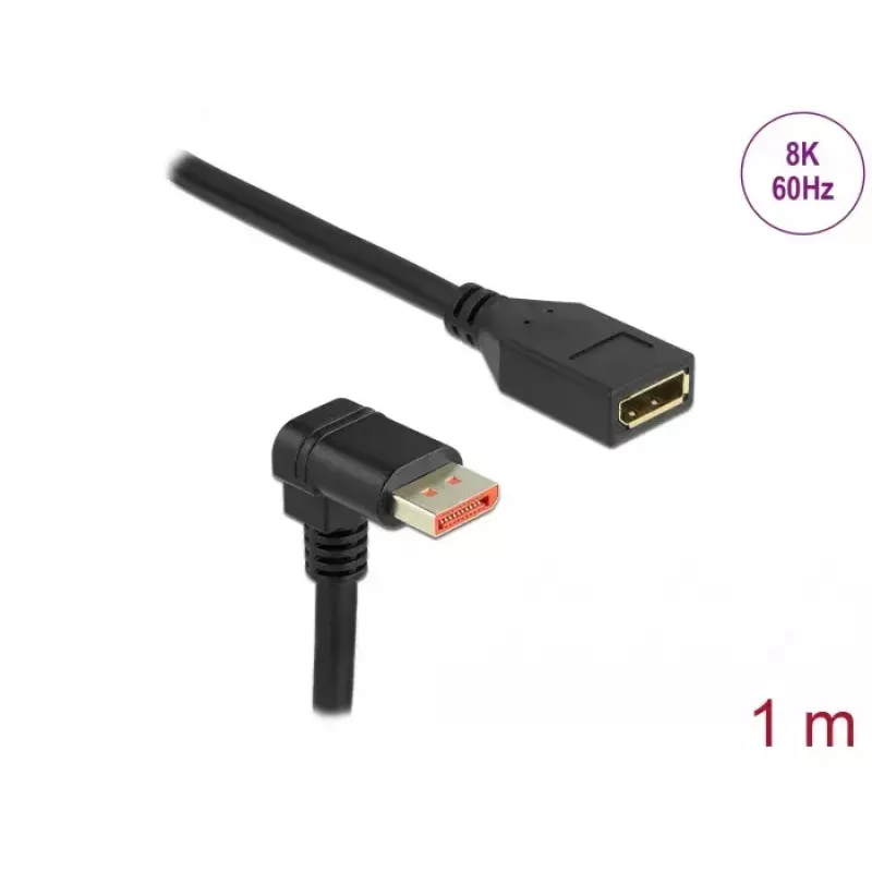 DisplayPort ilginamasis kabelis DeLOCK 90° žemyn lenktas 8K 1m