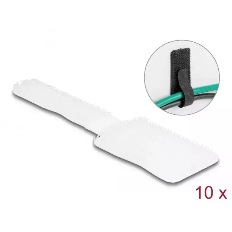 DeLOCK Mini kablio laikiklis su kabliuku ir kilpa L 90 mm x P 24 mm lipnus 10 vnt. balta