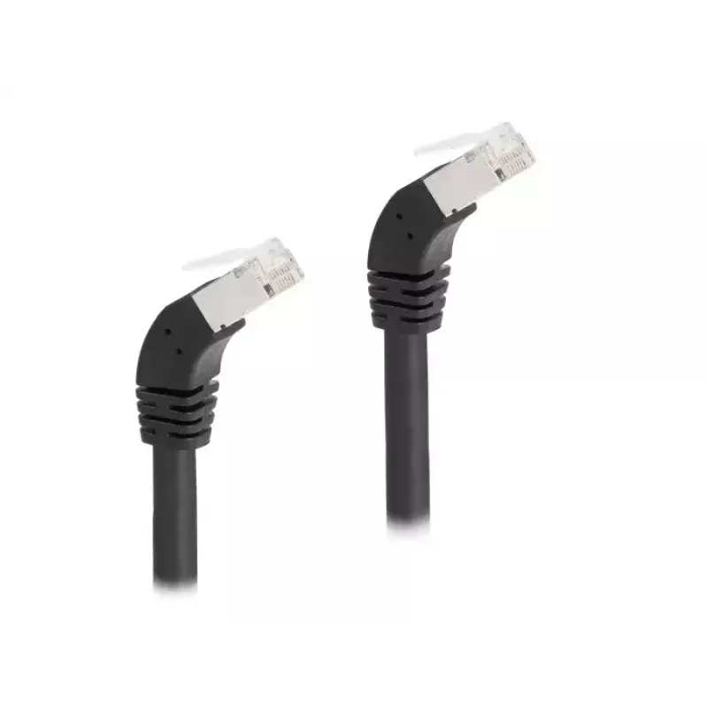 DeLOCK RJ45 tinklo kabelis Cat.6A S/FTP 45° žemyn lenktas 1 m juodas