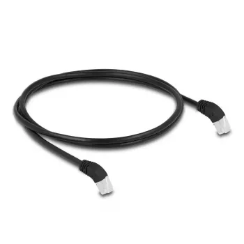 DeLOCK RJ45 tinklo kabelis Cat.6A S/FTP 45° žemyn lenktas 1 m juodas