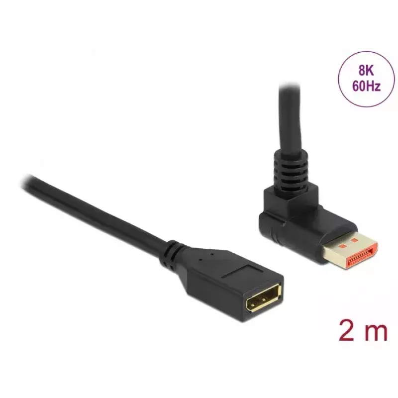 DisplayPort ilginamasis laidas DeLOCK 90° į viršų lenktas 8K 60 Hz 2 m