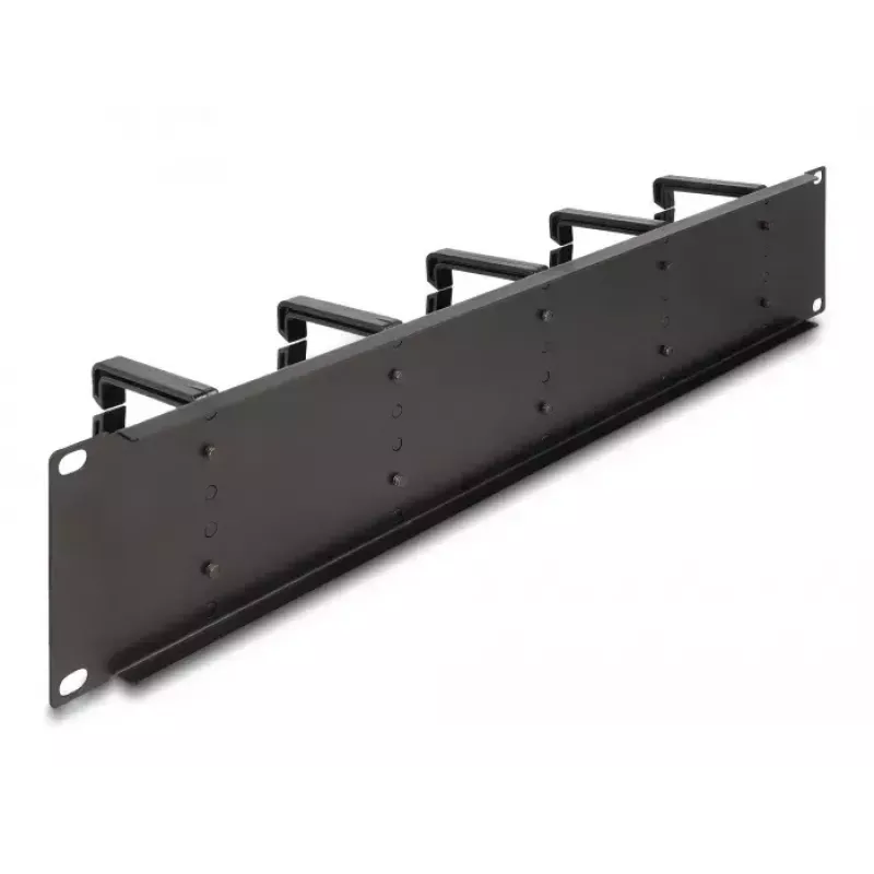 Kabelių tvarkymo skydelis DeLOCK 19 col. 66917 2U juodas su 10 kabliukų
