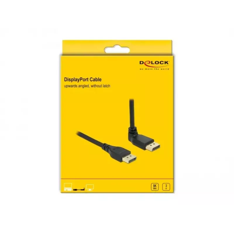 DELOCK DisplayPort laidas 3 m, DisplayPort į DisplayPort, 5,7 mm skersmuo, palaiko iki 32 garso kanalų