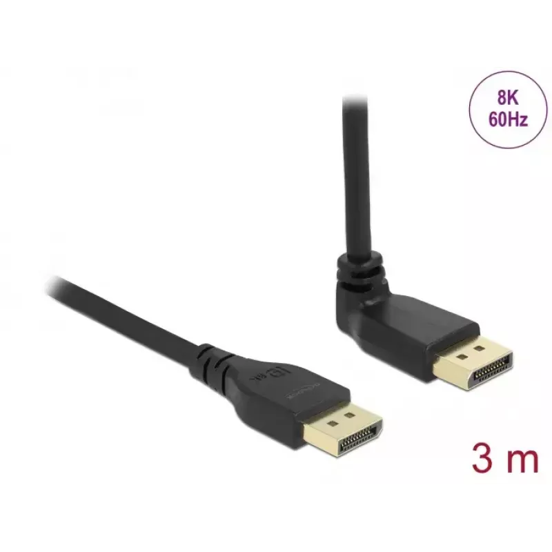 DELOCK DisplayPort laidas 3 m, DisplayPort į DisplayPort, 5,7 mm skersmuo, palaiko iki 32 garso kanalų