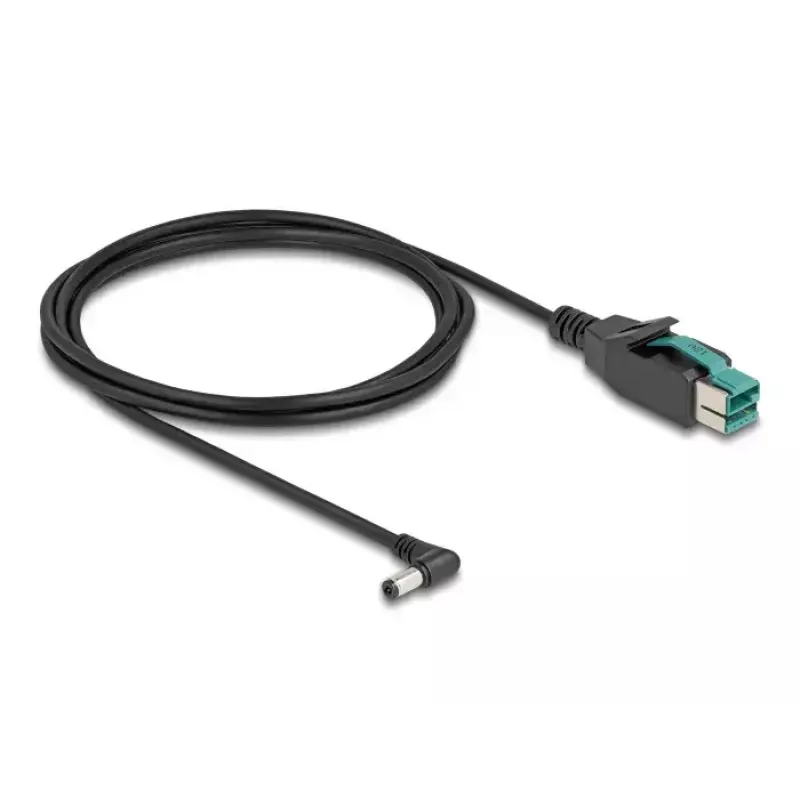 DeLOCK PoweredUSB laidas, kištukinis 12 V į DC 5,5 x 2,1 mm kištukinis, kampinis, 2 m