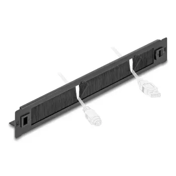 Šepečio skydelis DeLOCK 66552 juodas metalinis 48mm plotis 482mm gylis 44.4mm aukštis