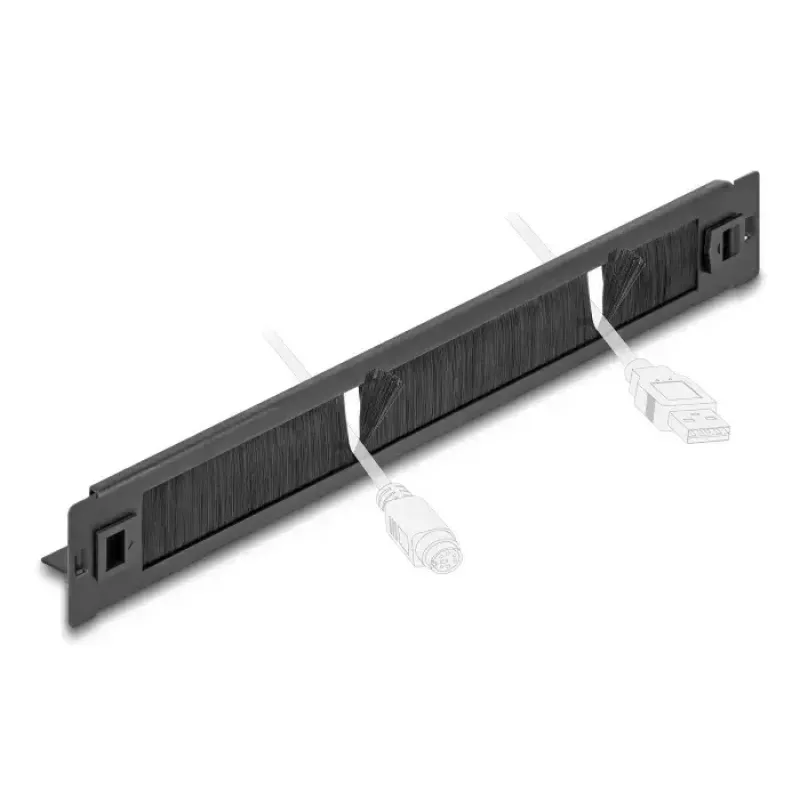 Šepečio skydelis DeLOCK 66552 juodas metalinis 48mm plotis 482mm gylis 44.4mm aukštis