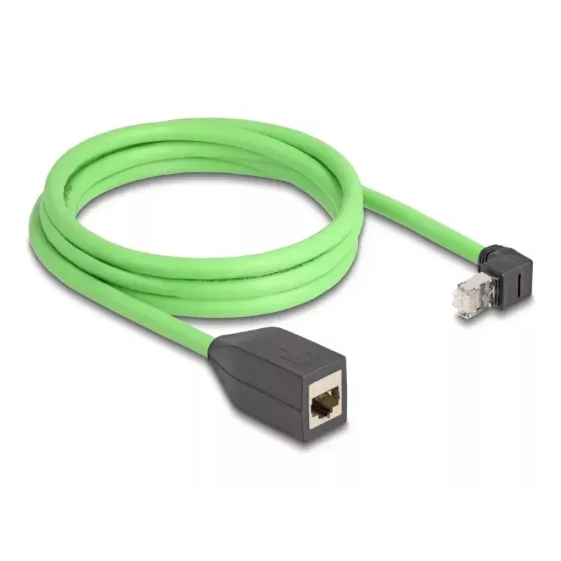 Tinklo kabelis DeLOCK RJ45 Cat.6A kištukas į viršų kampuotas į lizdą 2 m žalias