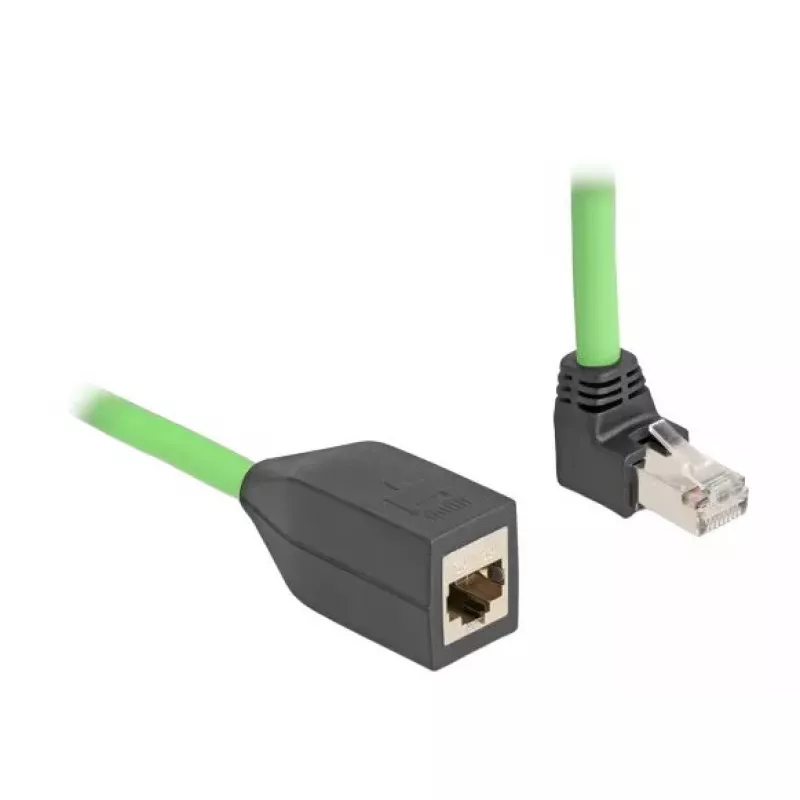 Tinklo kabelis DeLOCK RJ45 Cat.6A kištukas į viršų kampuotas į lizdą 2 m žalias