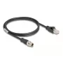 Tinklo kabelis DeLOCK M12 X-koduotas 8 kontaktų kištukas į RJ45 kištuką Cat5e 1 m Juodas