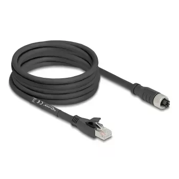 Tinklo kabelis DeLOCK 80594 M12 į RJ-45 Cat5e 5m Juodas