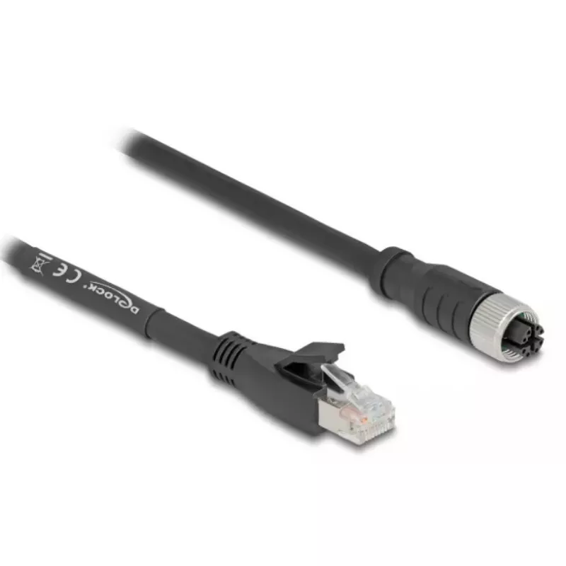 Tinklo kabelis DeLOCK 80594 M12 į RJ-45 Cat5e 5m Juodas