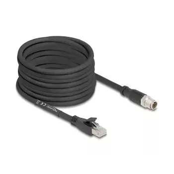 Tinklo kabelis DeLOCK 80586 M12 į RJ-45 Cat5e 10 m Juoda