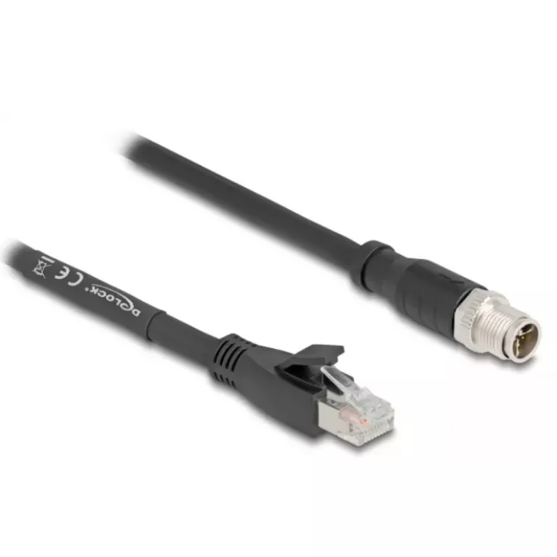Tinklo kabelis DeLOCK 80586 M12 į RJ-45 Cat5e 10 m Juoda