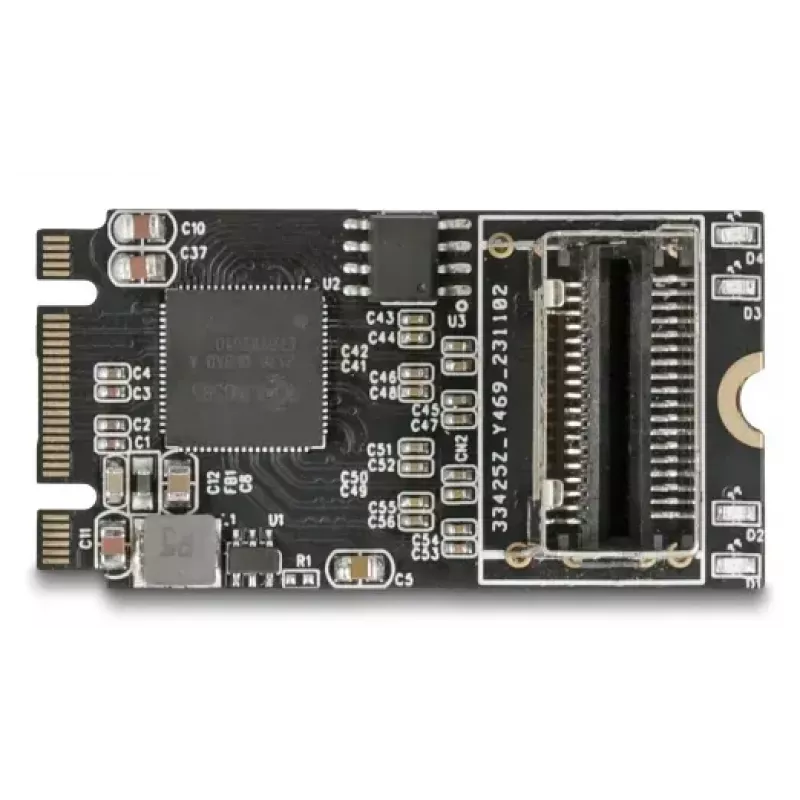 DELOCK vidinė M.2 į Mini-SAS adapterio kortelė 64260, M.2 priegloba, Mini-SAS išvestis, JMicron JMB585, juoda, LED