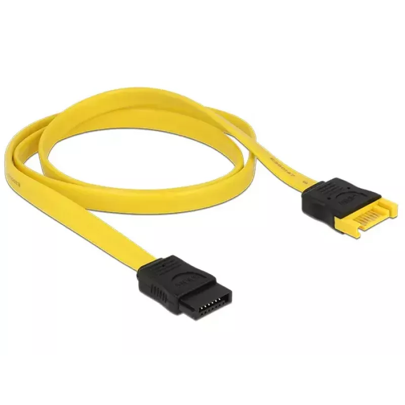 „DeLOCK“ SATA laidas, 0,7 m, 2x SATA III, SATA 7 kontaktų, juodas/geltonas