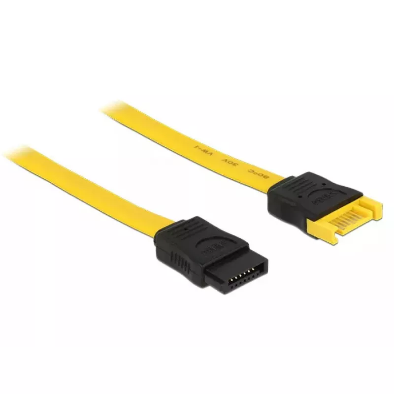 „DeLOCK“ SATA laidas, 0,7 m, 2x SATA III, SATA 7 kontaktų, juodas/geltonas