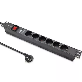 Maitinimo lizdų juosta, skirta RACK 19 1U QOLTEC PDU 16A 6xSCHUKO 1,8m