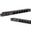 Maitinimo lizdų juosta, skirta RACK 19 1U QOLTEC PDU 16A 6xSCHUKO 1,8m
