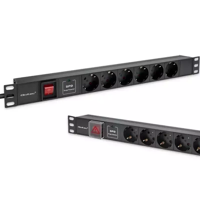 Maitinimo lizdų juosta, skirta RACK 19 1U QOLTEC PDU 16A 6xSCHUKO 1,8m