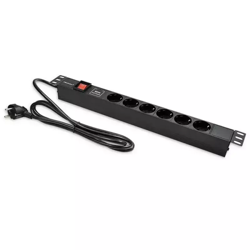 Maitinimo lizdų juosta, skirta RACK 19 1U QOLTEC PDU 16A 6xSCHUKO 1,8m
