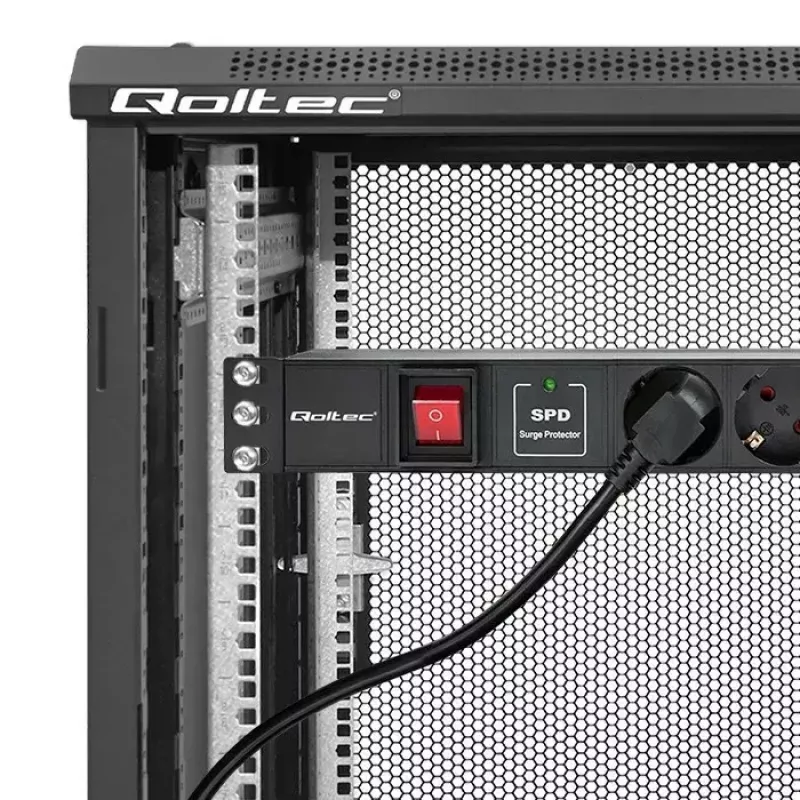 Maitinimo lizdų juosta, skirta RACK 19 1U QOLTEC PDU 16A 6xSCHUKO 1,8m