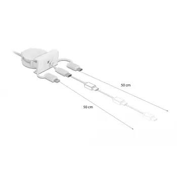 kabelis DeLOCK Easy 45 Module USB 2.0 3 in 1 Retractable 0.5m
