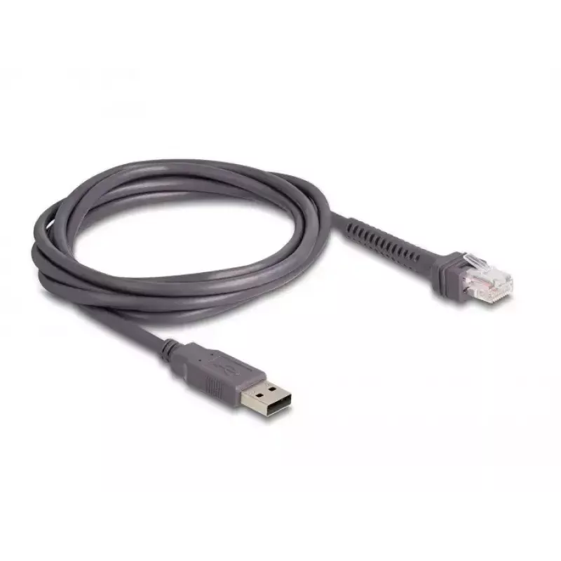 DeLOCK USB brūkšninių kodų skaitytuvas 1D lazerinis šviesiai pilkas rankinis laidinis RJ-50