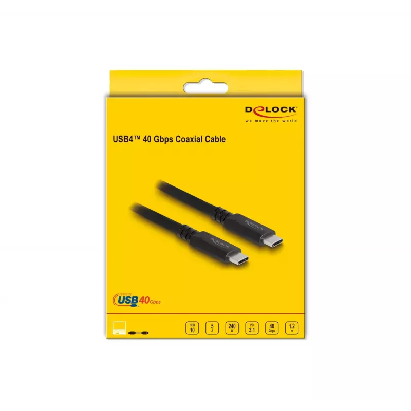 DeLOCK USB4 40 Gbps bendraašis kabelis 1,2 m USB PD 3.1 240 W