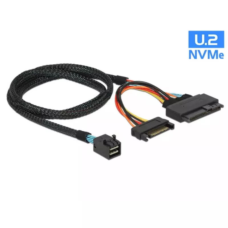 Kabelis DeLOCK 0,75 m SFF-8643/U.2 SFF-8639+SATA