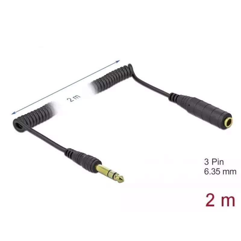Audio kabelis DeLOCK 85938 2 m 6,35 mm juodas
