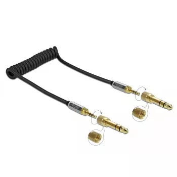 Audio laidas DELOCK 85836 — 1 m, 3,5 mm kištukas–kištukas, paauksuoti kontaktai, AWG 28, juodas
