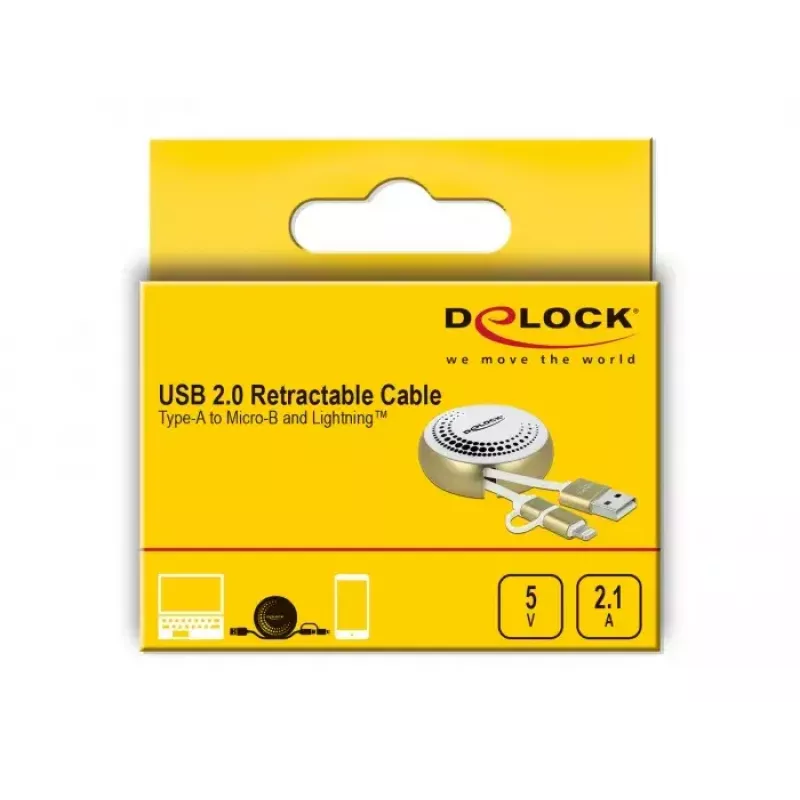 Ištraukiamas laidas DeLOCK 85820 USB 2.0 Type-A į Micro-B Lightning