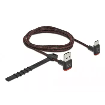 USB laidas DeLOCK EASY-USB 2.0 Type-A kištukas į Type-C kištuką kampinis 1 m juodas