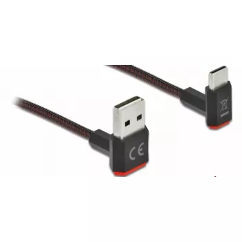 USB laidas DeLOCK EASY-USB 2.0 Type-A kištukas į Type-C kištuką kampinis 1 m juodas